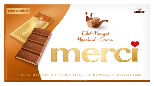 Merci Mliečna čokoláda plnená lieskoorieškovým krémom 112 g