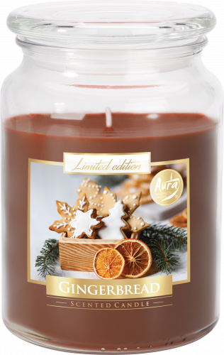 Vianočná sviečka v skle s vrchnákom - Perník