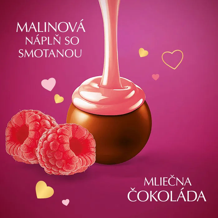 Lindt Lindor Mliečna čokoláda s jemnou malinovo-smotanovou náplňou 200 g