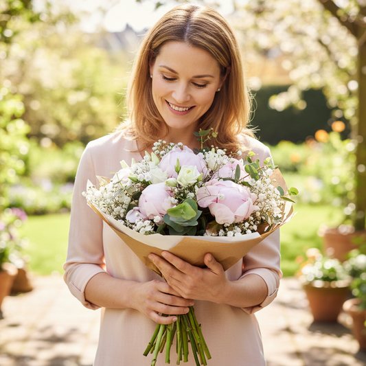Donáška kvetov - Kytica wedding pivónie - slovenske-kvety.sk