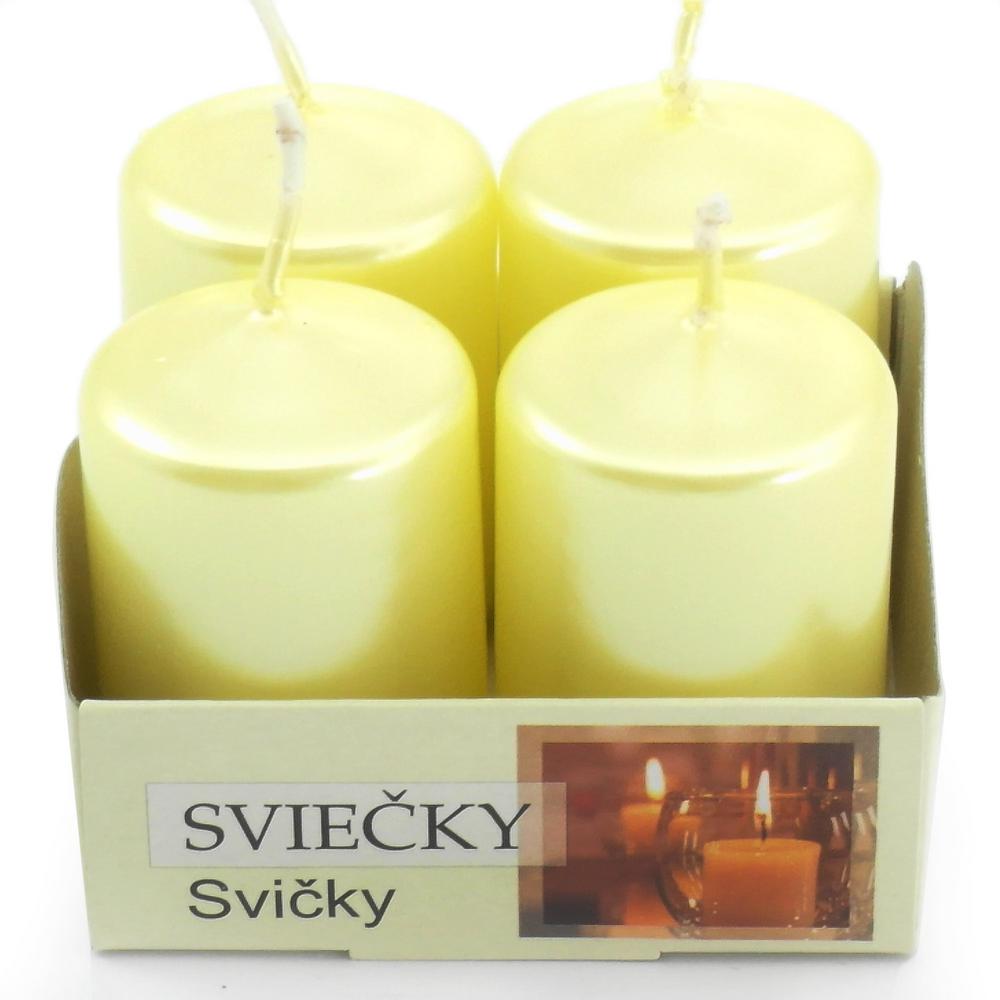 Donáška kvetov - Adventné sviečky slonovinová metalíza 4ks - slovenske-kvety.sk