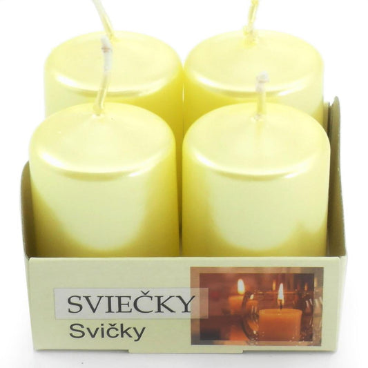 Donáška kvetov - Adventné sviečky slonovinová metalíza 4ks - slovenske-kvety.sk