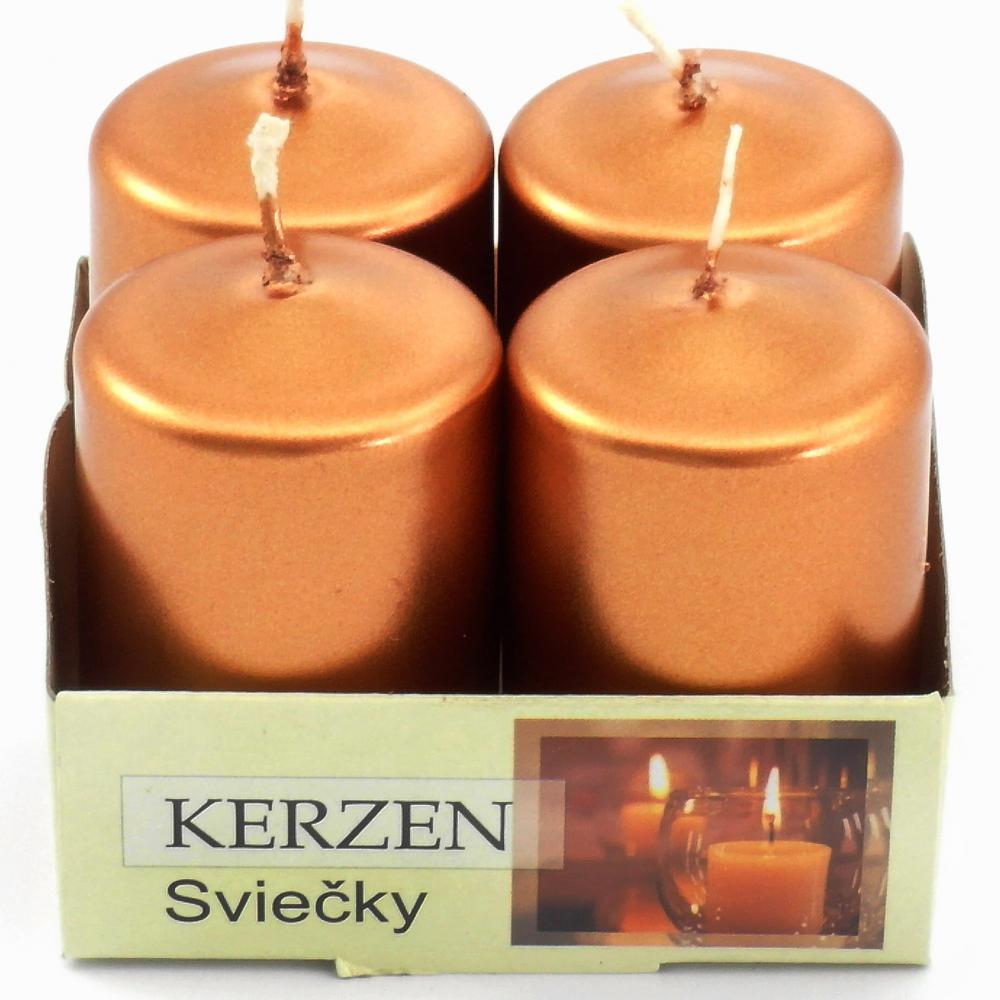 Donáška kvetov - Adventné sviečky medená metalíza 4ks - slovenske-kvety.sk