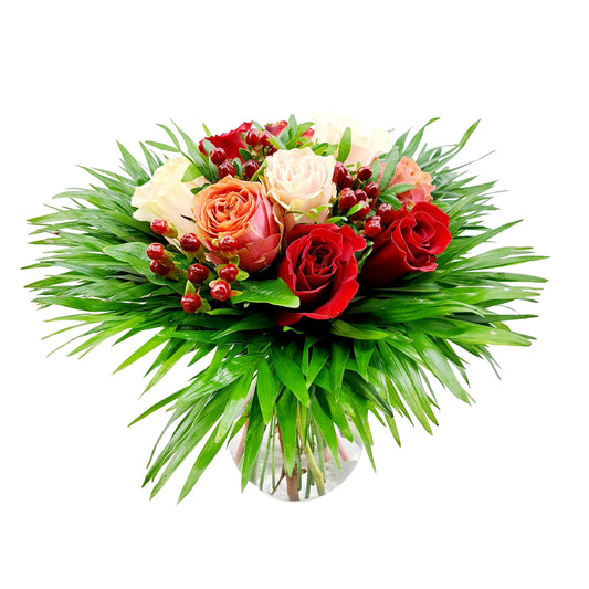 Donáška kvetov - Farebné ruže s hypericom - slovenske-kvety.sk