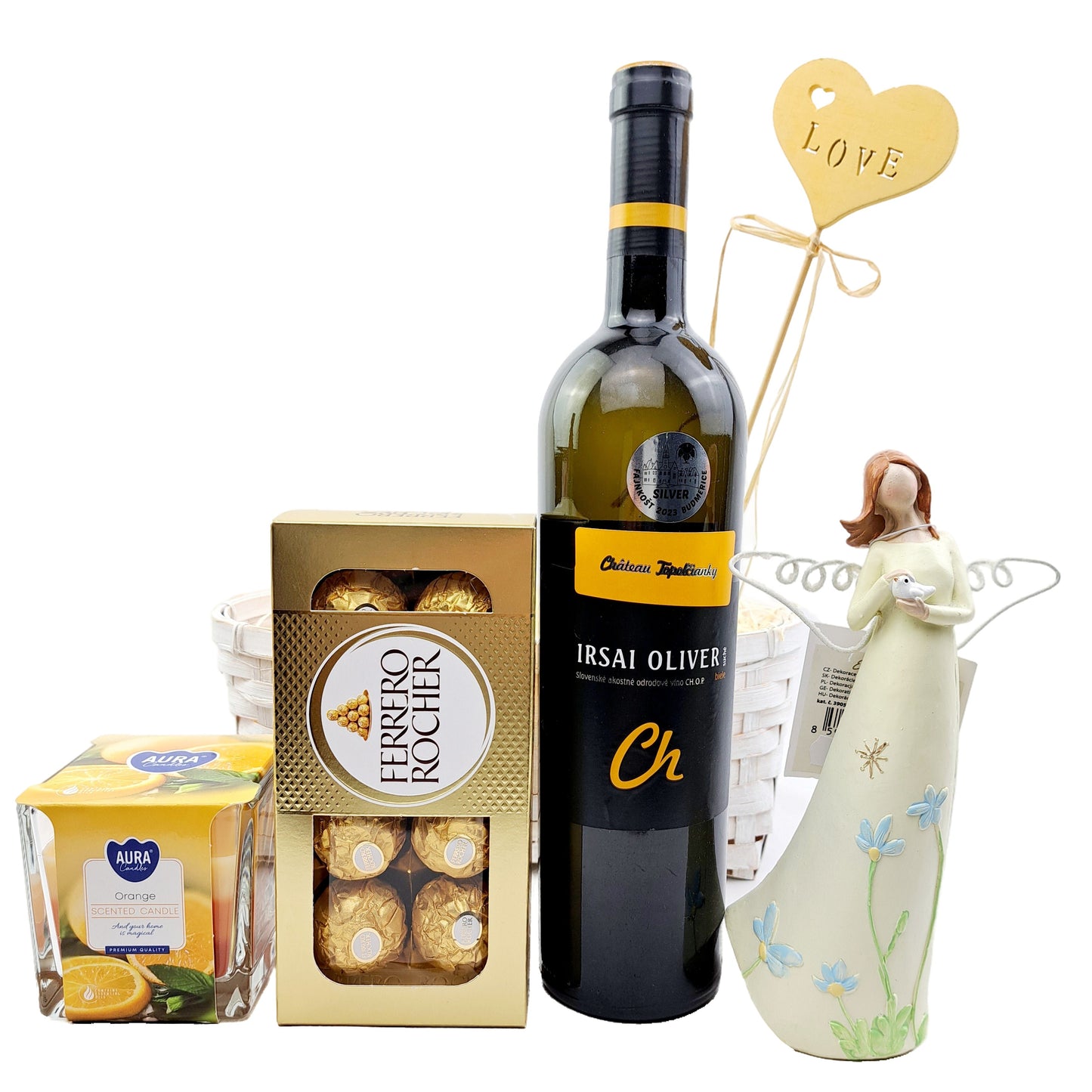 Žltý darčekový kôš Love