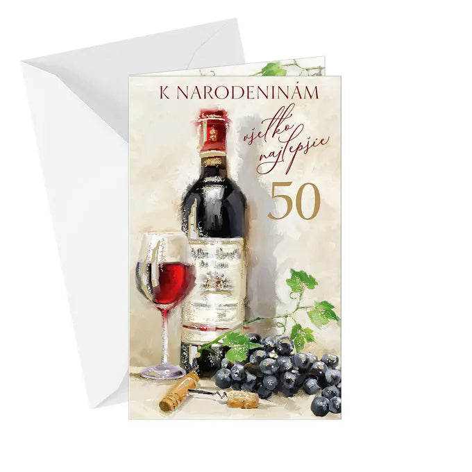 Blahoželanie k 50. jubileu - Fľaša vína