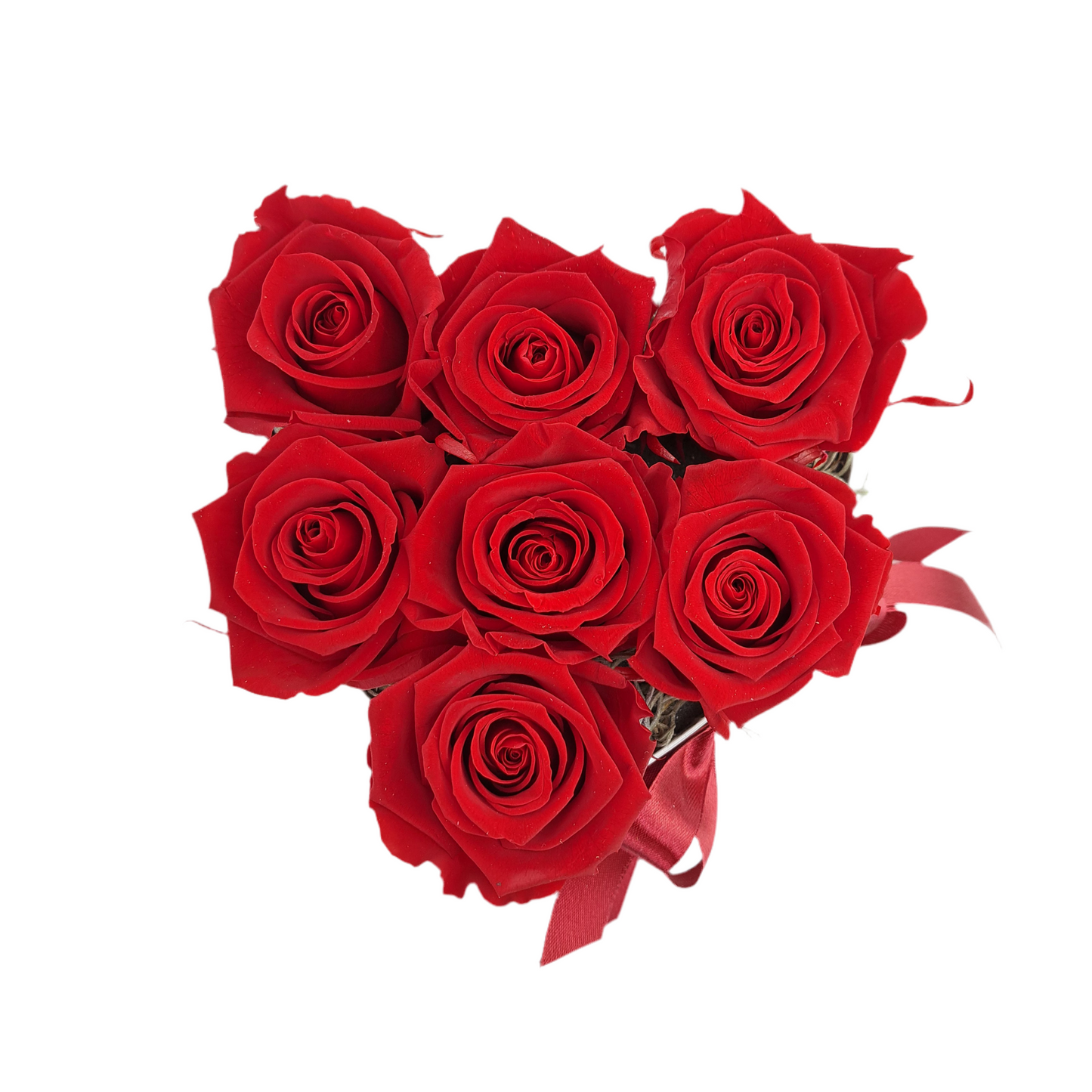 Flowerbox 7 stabilizovaných ruží, červený „Royal Passion“