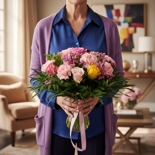 Ružové karafiáty a farebné ruže Premium XL