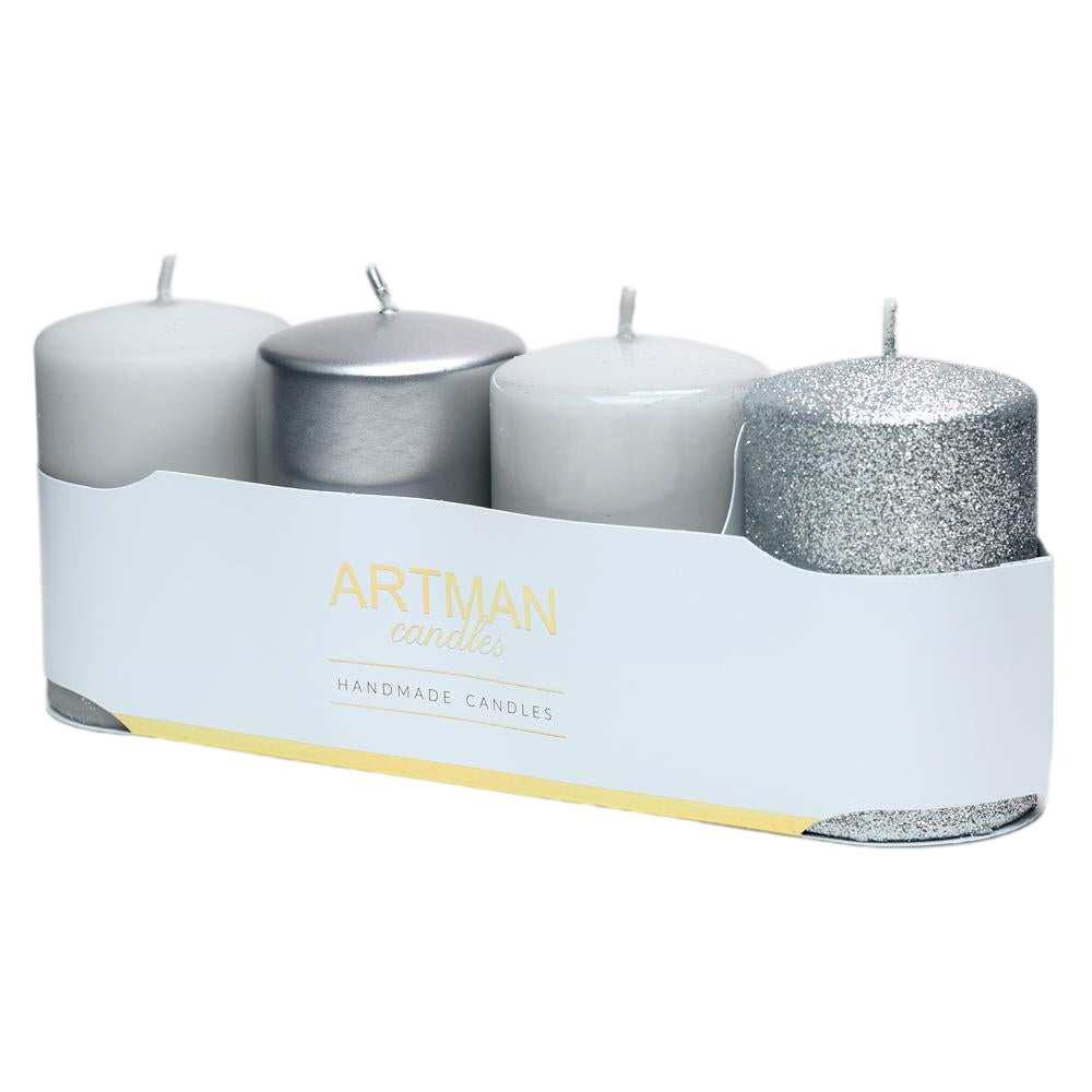 Donáška kvetov - Artman adventné sviečky strieborné 4ks - slovenske-kvety.sk