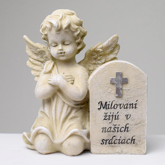 Anjel s náhrobkom 17cm - Milovaní žijú v našich srdciach