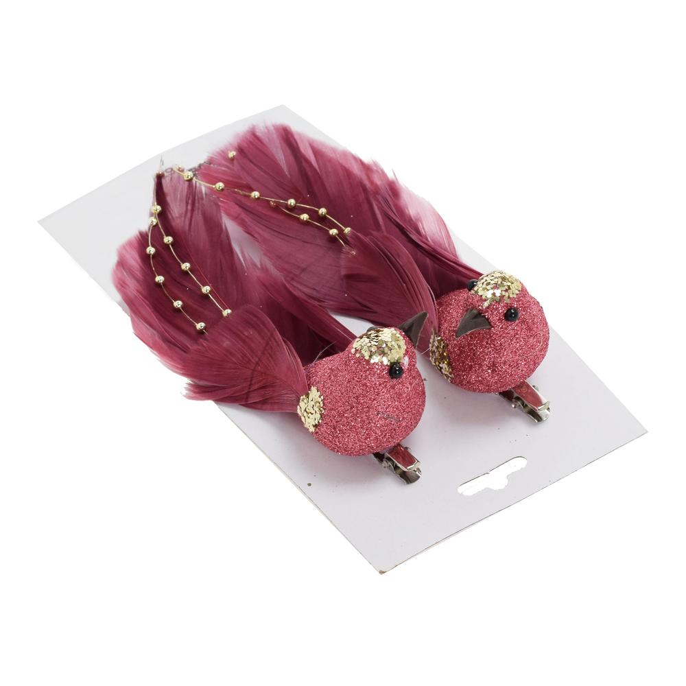 Vtáčik s korálkami 1ks ružový