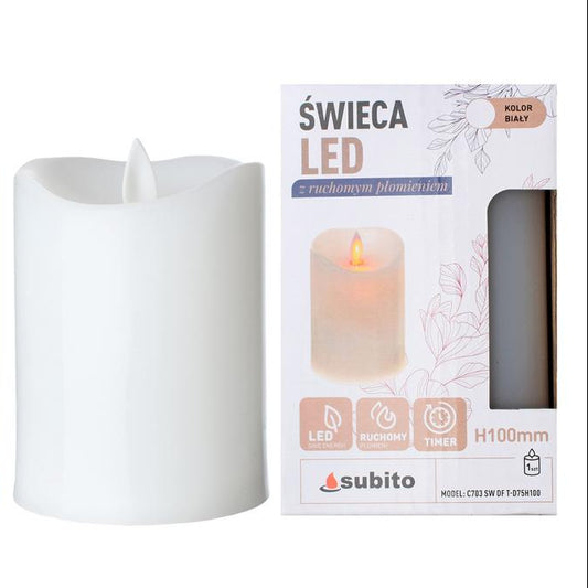 Donáška kvetov - LED sviečka valcová s pohyblivým plameňom, časovač 10cm - slovenske-kvety.sk