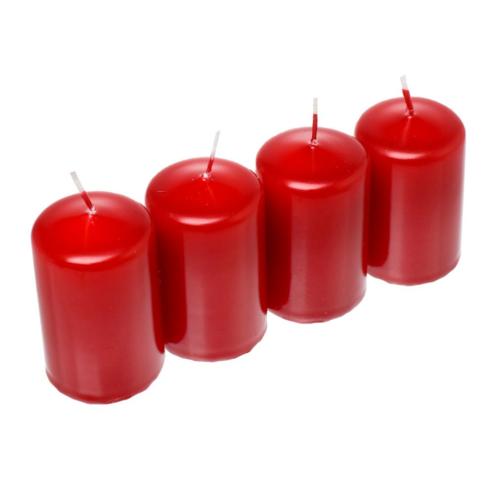 Donáška kvetov - Adventné sviečky červená metalíza 4ks - slovenske-kvety.sk