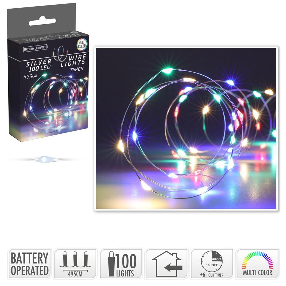 LED Svetelná reťaz farebná - 100 LED (495cm) s časovačom