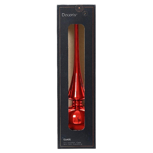 Špic sklenený na vianočný stromček červený 26cm