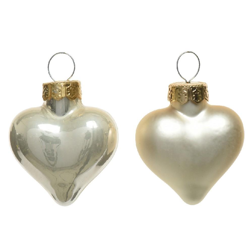Vianočné srdcia sklenené zlatá matná - 12ks/balenie