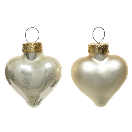 Vianočné srdcia sklenené zlatá matná - 12ks/balenie