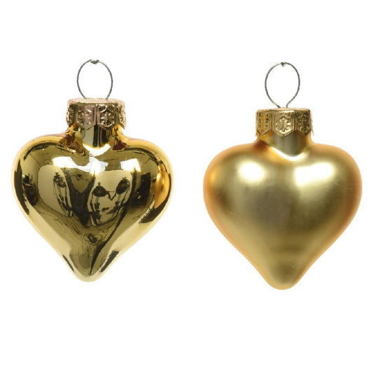 Vianočné srdcia sklenené zlaté - 12ks/balenie