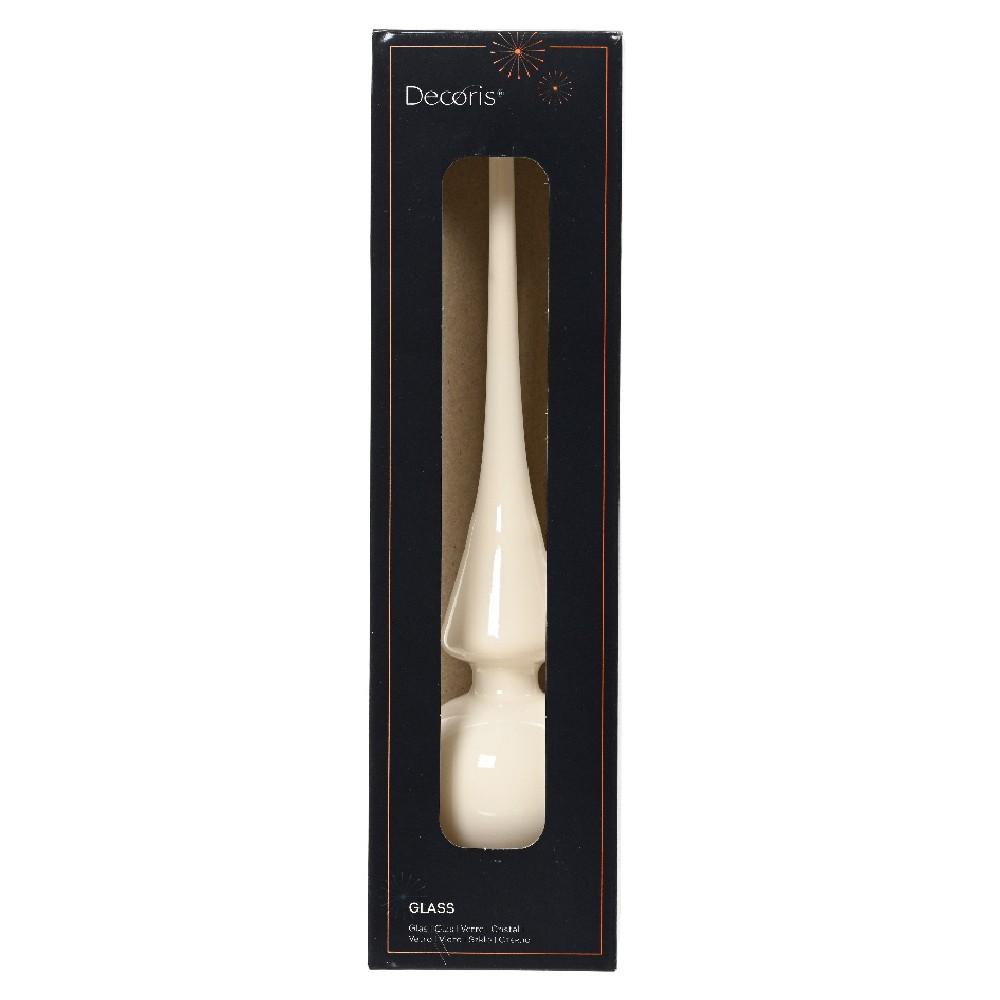 Špic sklenený na vianočný stromček biely 26cm