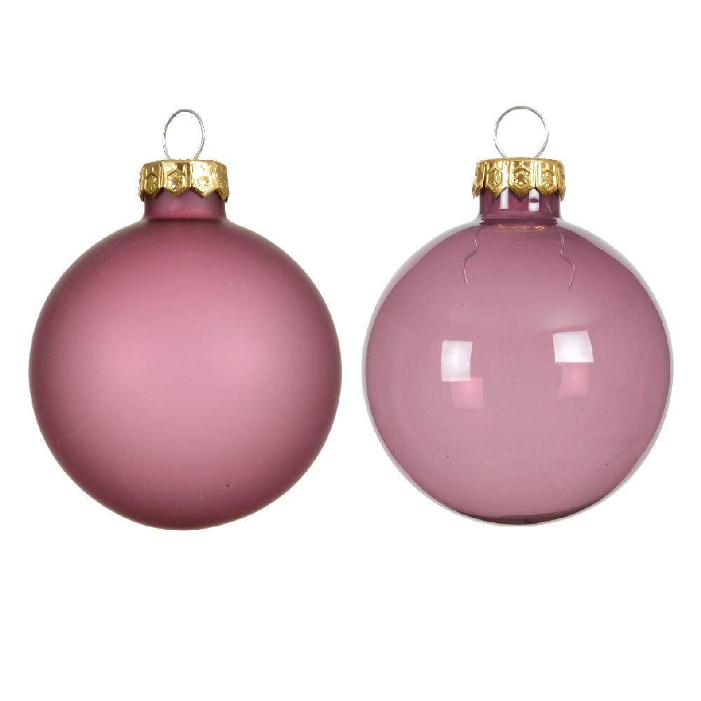 Vianočné gule sklenené ružové - 6ks/balenie