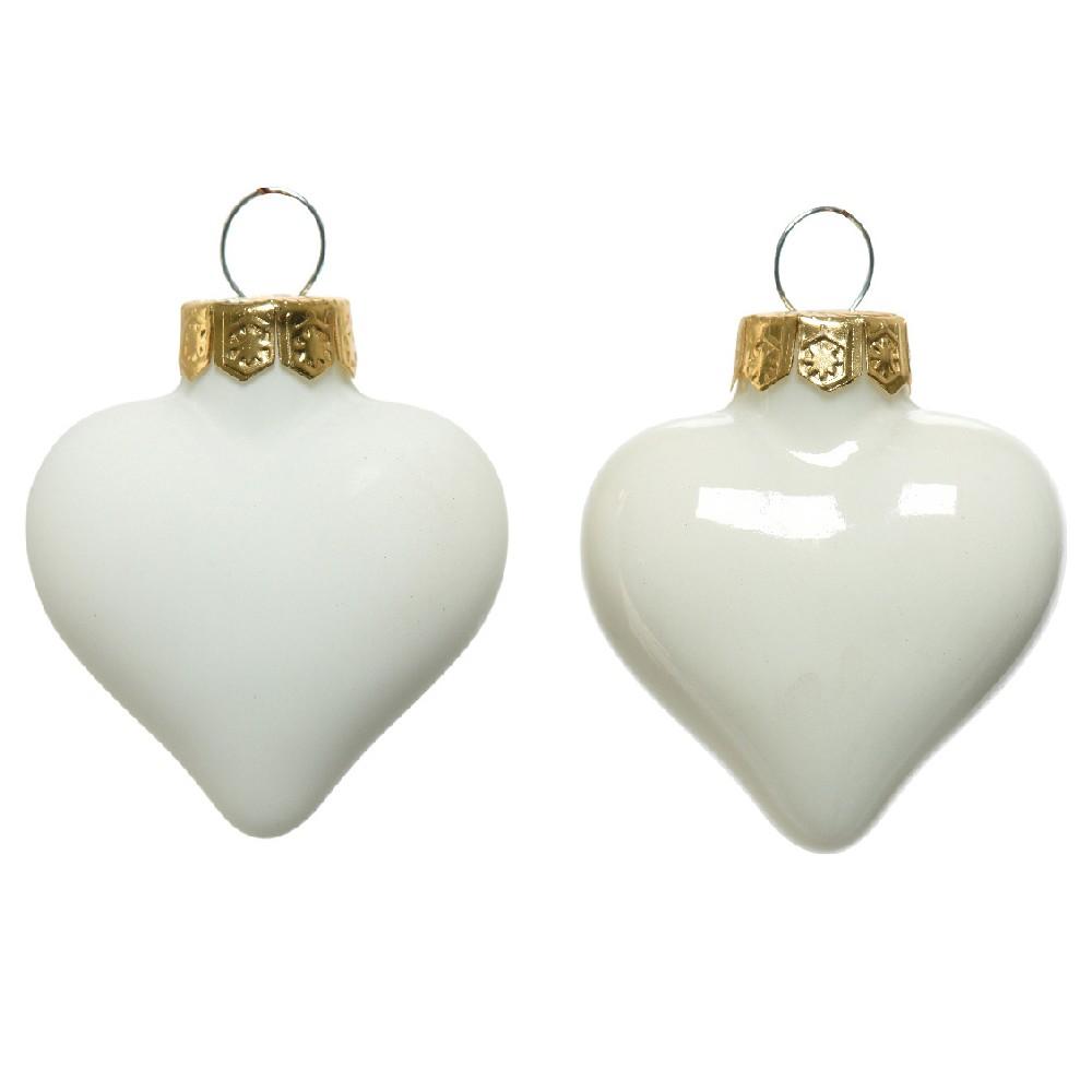 Vianočné srdcia sklenené maslové - 12ks/balenie