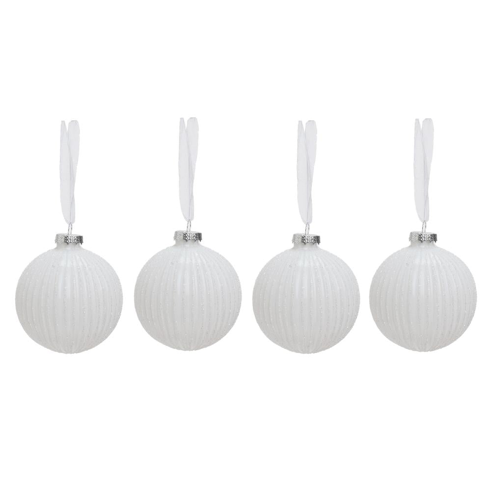 Vianočné gule sklenené biele - 4ks/balenie
