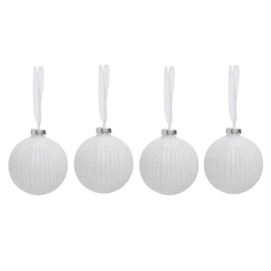 Vianočné gule sklenené biele - 4ks/balenie