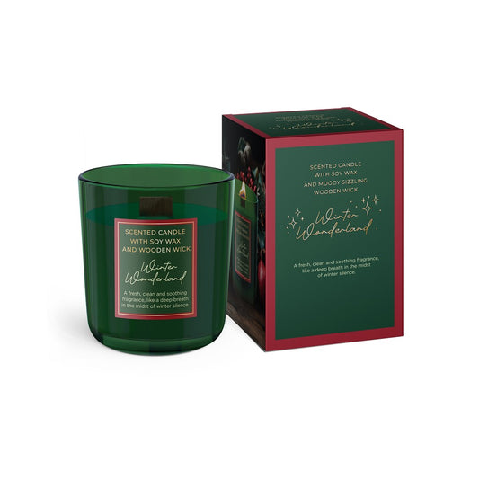 Vianočná sójová sviečka s dreveným knôtom - Winter Wonderland