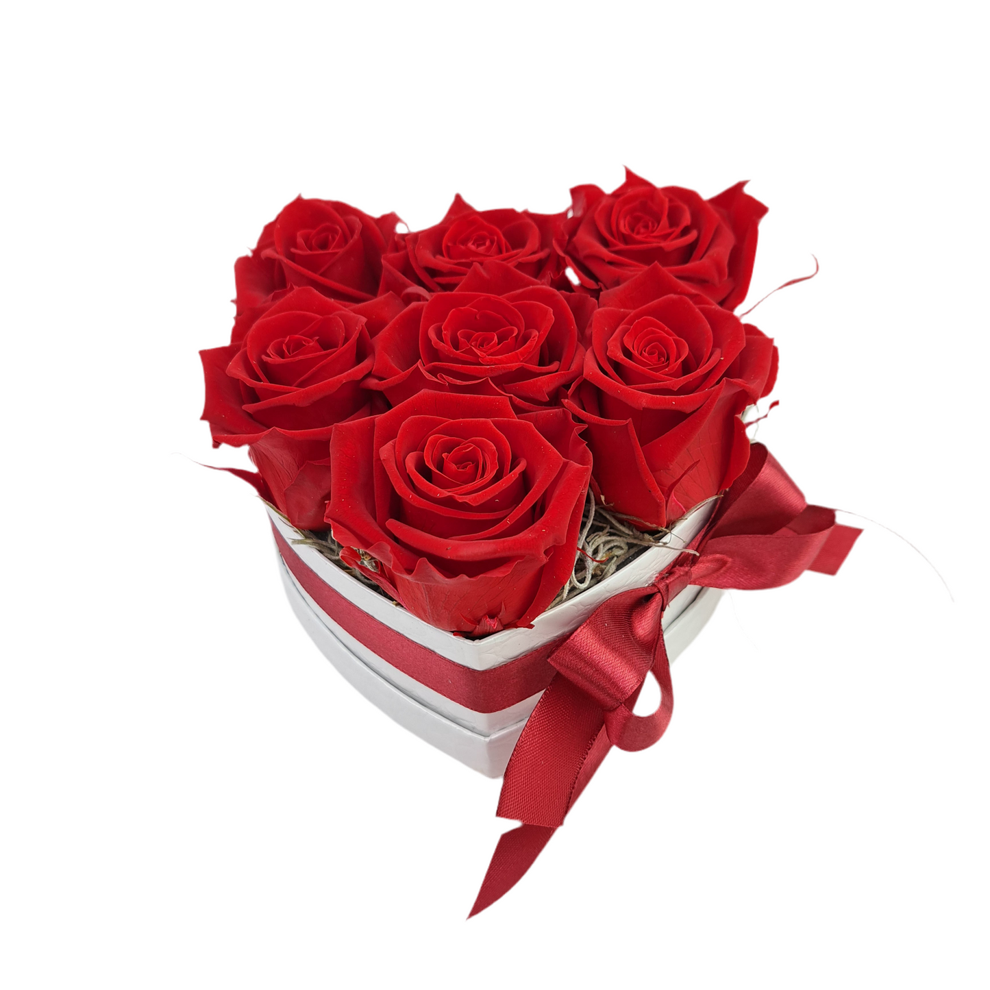 Flowerbox 7 stabilizovaných ruží, červený „Royal Passion“