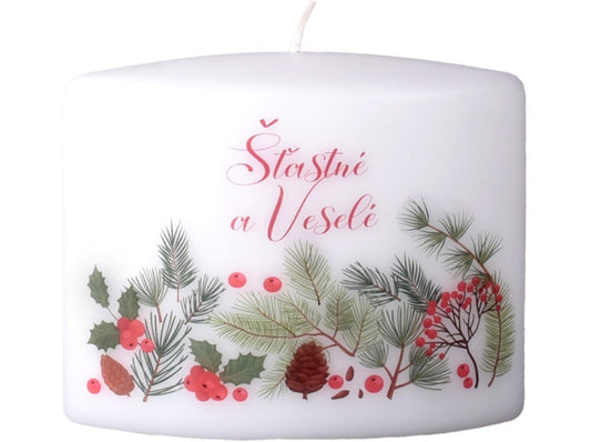 Vianočná sviečka - Šťastné a Veselé