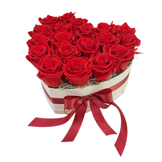 Flowerbox 19 stabilizovaných ruží, červený „Royal Passion“