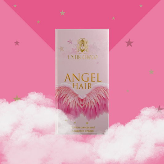 Anjelská čokoláda 80g - Biela čokoláda s cukrovou vatou a pistáciovým krémom "Angel Hair"