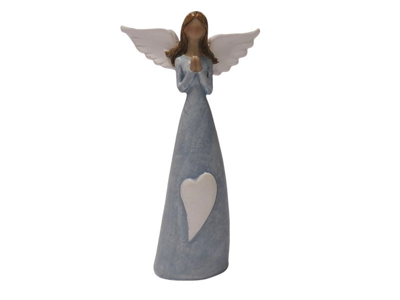 Anjel modrý s bielym srdiečkom 13cm