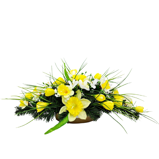 Jarný aranžmán - Žlté narcisy 55cm