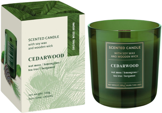 Sójová sviečka s dreveným knôtom - CEDARWOOD 150g