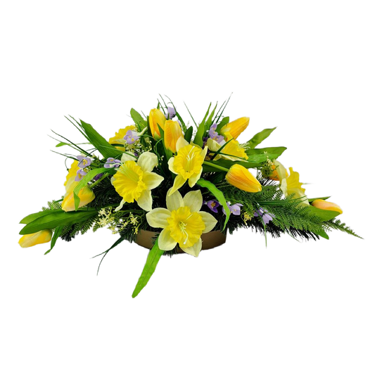 Jarný aranžmán - Tulipány a narcisy 70cm