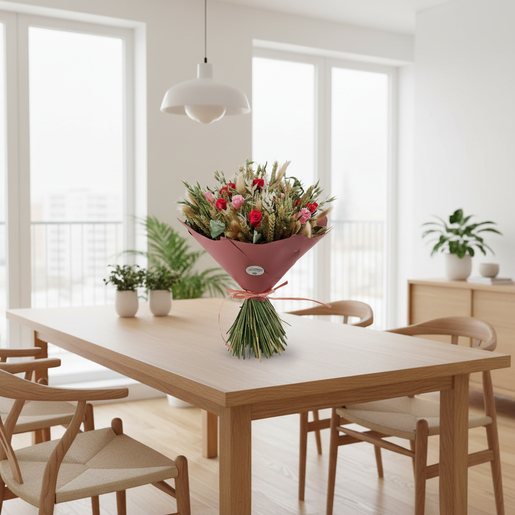 Sušená kytica so stabilizovanými mini ružami