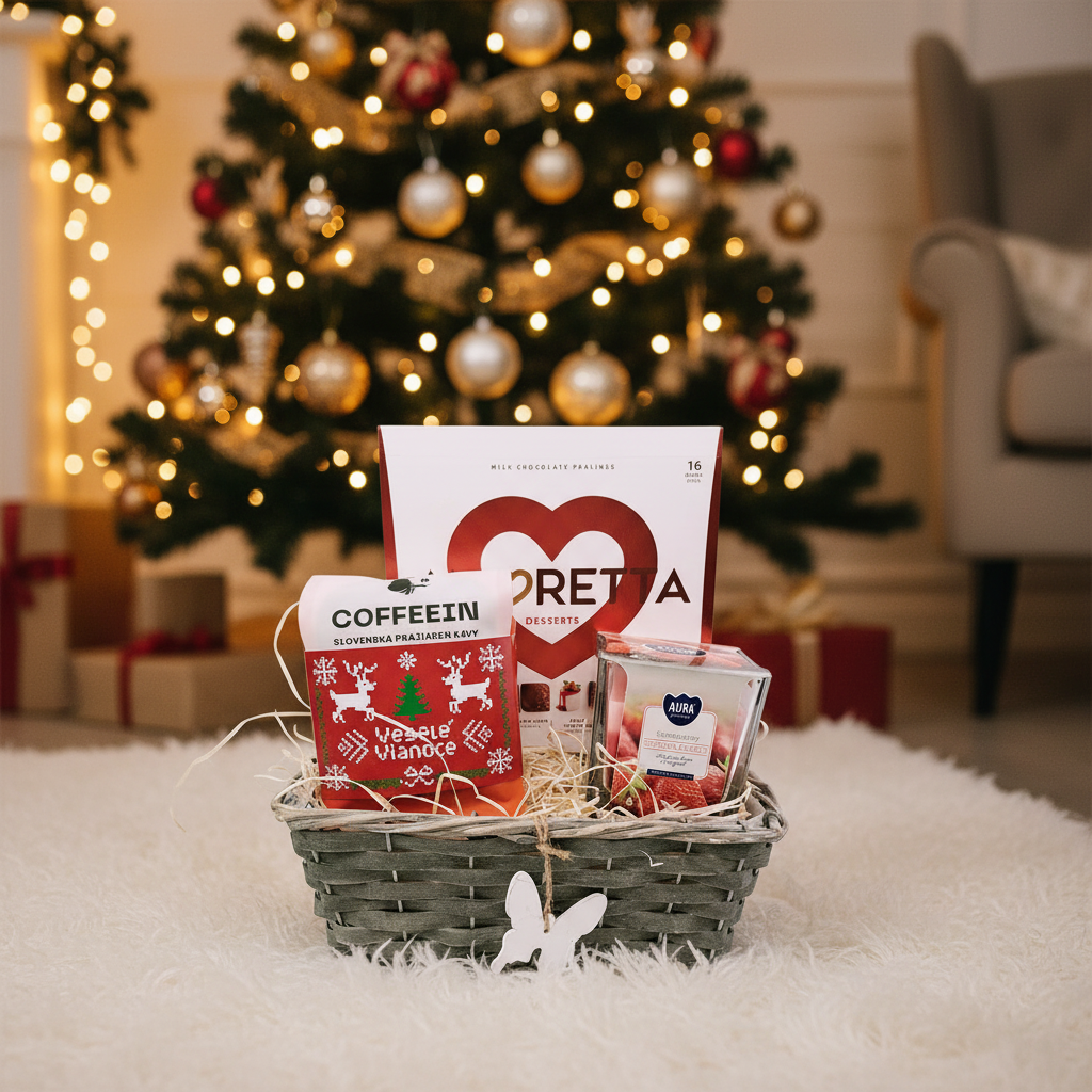 Vianočný darčekový kôš - s kávou