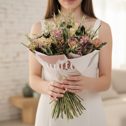 Donáška kvetov - Sušená kytica - pastelová - slovenske-kvety.sk