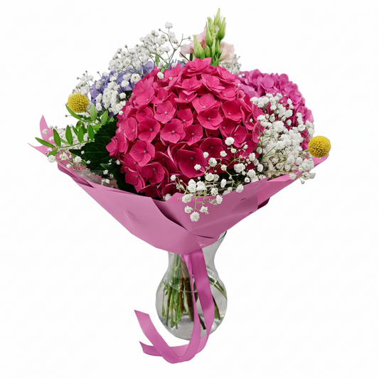 NOVINKA! Premium magenta hortenzie s lisianthusom