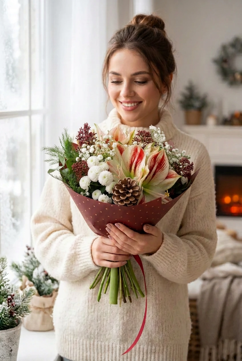 Novinka Farebný amaryllis s eukalyptom