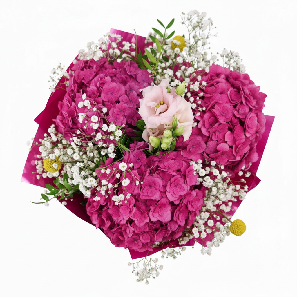 NOVINKA! Premium magenta hortenzie s lisianthusom