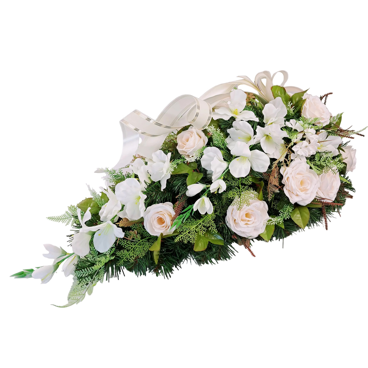 Smútočná kytica kvapka 70cm - Maslové ruže