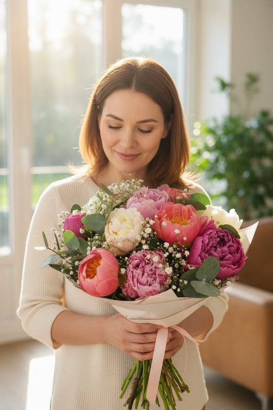 Novinka Kytica farebných pivónií – Peony Garden