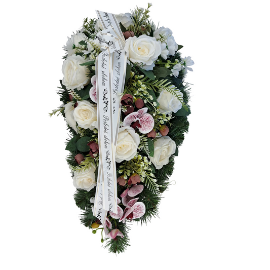 Donáška kvetov - Smútočná kytica kvapka 70cm - slovenske-kvety.sk