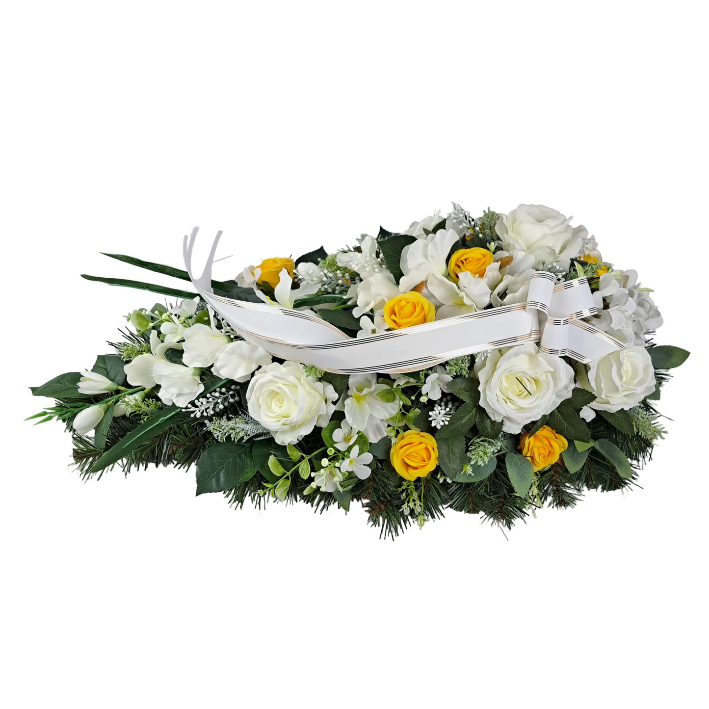 Smútočná kytica kvapka bielo žltá 70cm