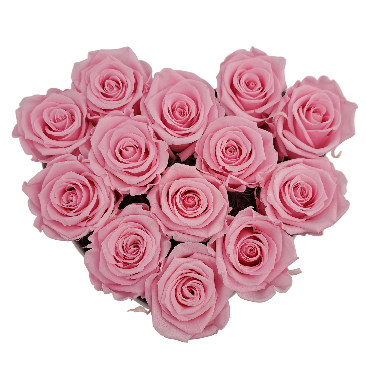 Flowerbox v tvare srdca - Ružový - 13 stabilizovaných ruží