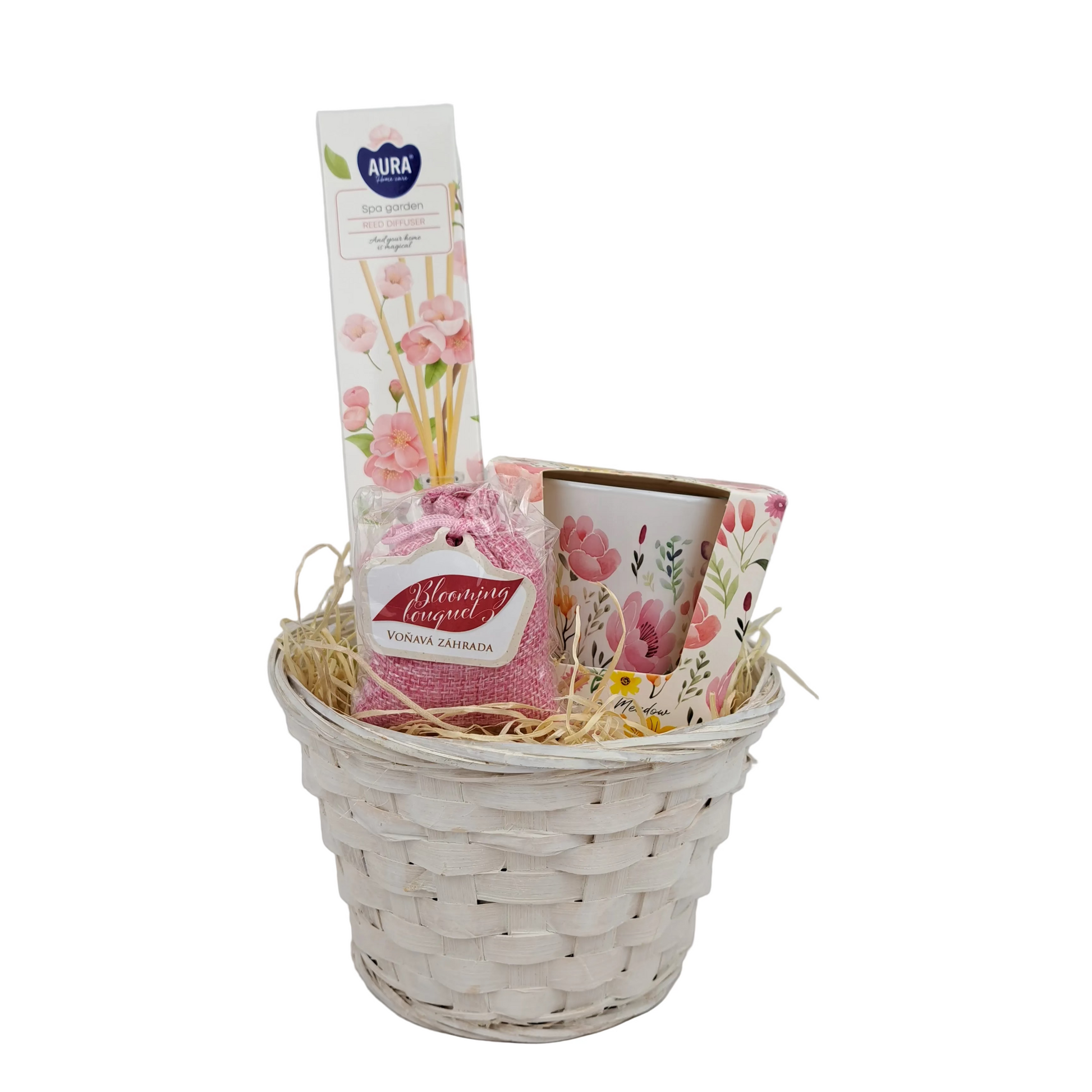 Donáška kvetov - Darčekový kôš - Bloom Blush - slovenske-kvety.sk