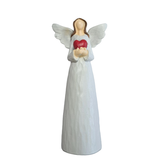 Donáška kvetov - Anjel biely so srdiečkom 19cm - slovenske-kvety.sk