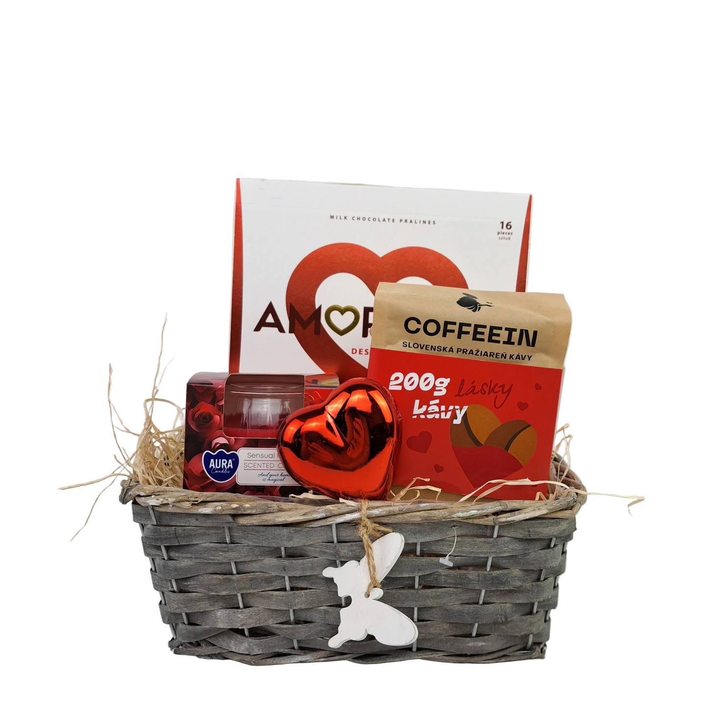 Valentínsky darčekový kôš s kávou